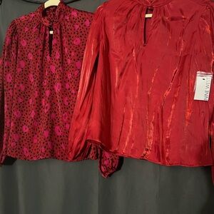 Red pink animal prints blouses